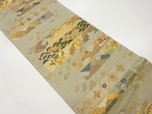 JAPANESE FUKURO OBI / WOVEN AUTUMN FLOWERS